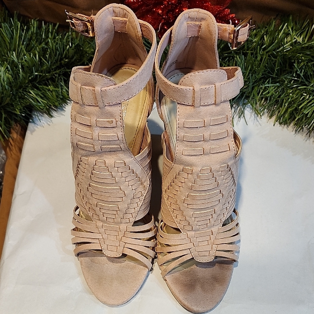 JustFab Blush Strappy Heels - Picture 1 of 8